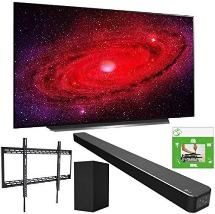 LG OLED77CXPUA 77-inch CX 4K Smart OLED TV with AI ThinQ (2020) Bundle SN6Y 3.1 Channel High Res Audio Sound Bar + TaskRabbit Installation Services + Monoprice Fixed TV Wall Mount 1