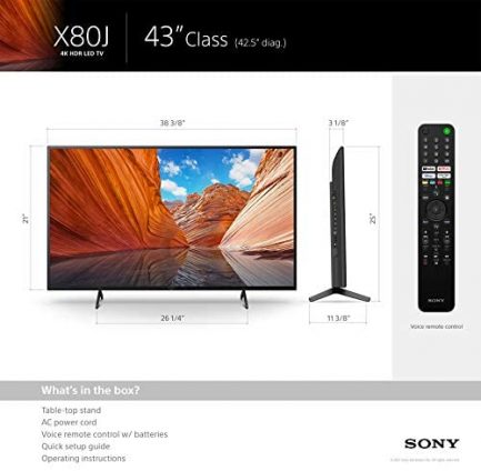 Sony X80J 43 Inch TV: 4K Ultra HD LED Smart Google TV with Dolby Vision HDR and Alexa Compatibility KD43X80J- 2021 Model 6