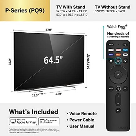 VIZIO 65-Inch P-Series 4K UHD Quantum LED HDR Smart TV w/Apple AirPlay 2 & Chromecast Built-in, Dolby Vision, HDMI 2.1, 4K 120Hz Gaming, Variable Refresh Rate with AMD FreeSync Premium, P65Q9-J 4
