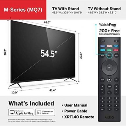 VIZIO 55-Inch 4k Smart TV, M-Series Quantum 4K UHD LED HDR TV with Apple AirPlay and Chromecast Built-in (M55Q7-H1) 4