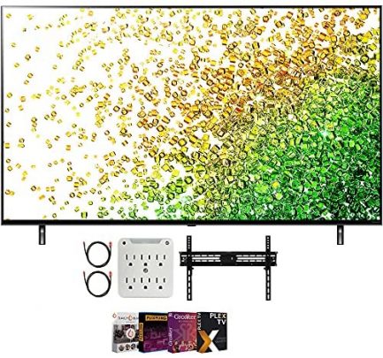 LG 55NANO80UPA 55 Inch NanoCell 80 Series LED 4K UHD Smart webOS TV 2021 Bundle with Premiere Movies Streaming 2020 + 37-100 Inch TV Wall Mount + 6-Outlet Surge Adapter + 2X 6FT 4K HDMI 2.0 Cable 1