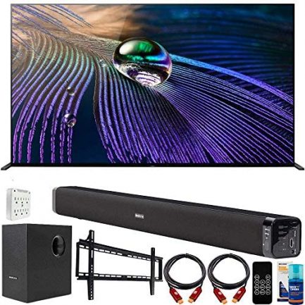 Sony XR55A90J 55-inch OLED 4K HDR Ultra Smart TV (2021 Model) Bundle with Deco Gear Home Theater Soundbar with Subwoofer, Wall Mount Accessory Kit, 6FT 4K HDMI 2.0 Cables and More 1