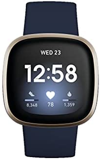 31YCoyUAlqS._AC_.jpg Fitbit Versa 3 Health & Fitness Smartwatch with GPS, 24/7 Heart Rate, Alexa Built-in, 6+ Days Battery, Midnight Blue/Gold, One Size (S & L Bands Included) 2