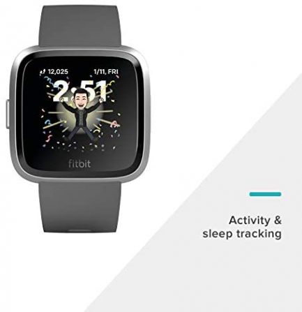 Fitbit Versa Lite Smartwatch, Charcoal/Silver Aluminum, One Size (S & L Bands Included) 2