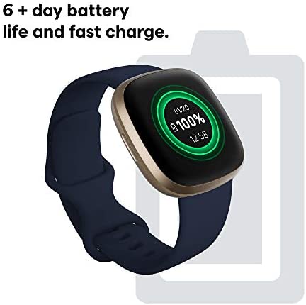 41rSRMoGEOL._AC_.jpg Fitbit Versa 3 Health & Fitness Smartwatch with GPS, 24/7 Heart Rate, Alexa Built-in, 6+ Days Battery, Midnight Blue/Gold, One Size (S & L Bands Included) 6