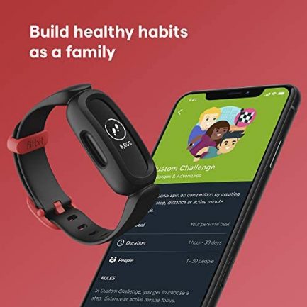 Fitbit Ace 3 Activity Tracker for Kids 6+ One Size, Black/Racer Red 3