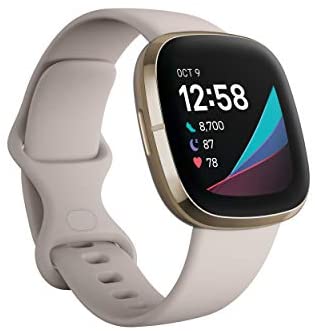 Fitbit Sense Advanced Smartwatch with Tools for Heart Health, Stress Management & Skin Temperature Trends, White/Gold, One Size (S & L Bands Included) 1