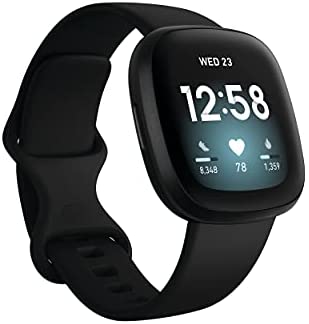 Fitbit Versa 3 Health & Fitness Smartwatch with GPS, 24/7 Heart Rate, Alexa Built-in, 6+ Days Battery, Black/Black, One Size (S & L Bands Included) 1