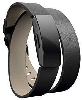 Fitbit Inspire HR & Inspire Accessory Band, Horween Leather Double Wrap, Official Fitbit Product, Black, One Size 2