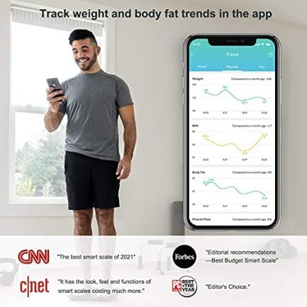 WYZE Smart Scale, Body Fat Scale, Wireless Digital Bathroom Scale for Body Weight, BMI, Body Fat Percentage Tracker, Heart Rate Monitor, Body Composition Analyzer, App, Bluetooth, 400 lb Black 2