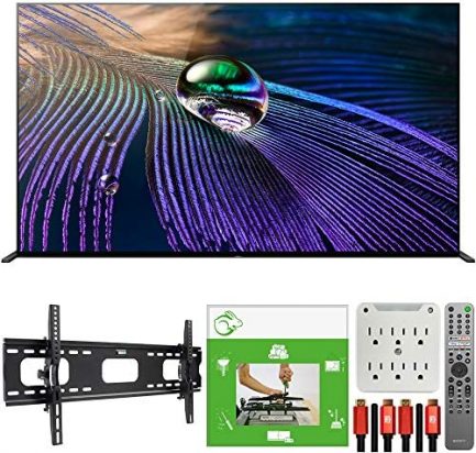 Sony XR65A90J 65-inch OLED 4K HDR Ultra Smart TV (2021 Model) Bundle with TaskRabbit Installation Services + Deco Gear Wall Mount + HDMI Cables + Surge Adapter 1