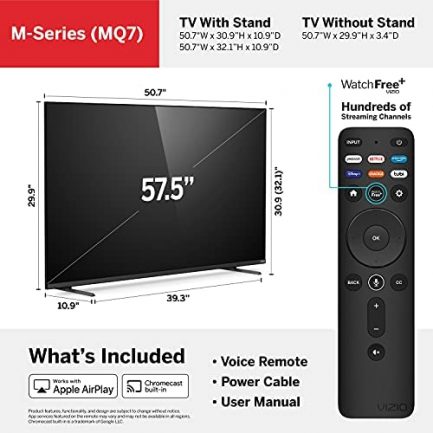 VIZIO 58-Inch M-Series 4K QLED HDR Smart TV w/Voice Remote, Dolby Vision, HDR10+, Alexa Compatibility, M58Q7-J01, 2021 Model 3