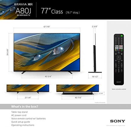 Sony A80J 77 Inch TV: BRAVIA XR OLED 4K Ultra HD Smart Google TV with Dolby Vision HDR and Alexa Compatibility XR77A80J- 2021 Model (Renewed) 6