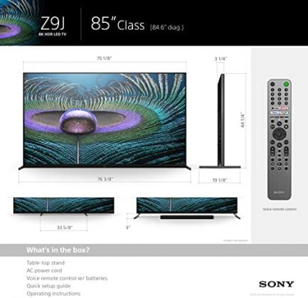Sony Z9J 85 Inch TV: BRAVIA XR Full Array LED 8K Ultra HD Smart Google TV with Dolby Vision HDR and Alexa Compatibility XR85Z9J- 2021 Model 6