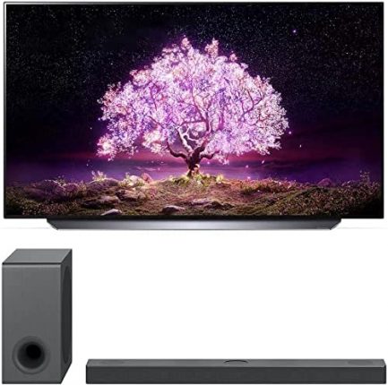 LG OLED83C1PUA 83 inch Class 4K Smart OLED TV with AI ThinQ 2021 Model Bundle with LG S80QY 3.1.3 ch High Res Sound Bar System with Dolby Atmos 1