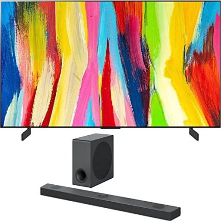 LG OLED83C2PUA 83 Inch HDR 4K Smart OLED TV 2022 Bundle with LG 5.1.3 ch High Res Audio Sound Bar with Dolby Atmos and Airplay 2 1