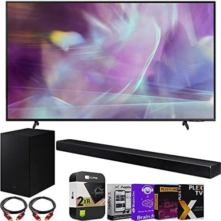 Samsung QN55Q70AA 55 Inch QLED 4K UHD Smart TV (2021) Bundle with HW-A650 3.1ch Soundbar and Subwoofer with Premium 2 YR CPS Enhanced Protection Pack Streaming Kit Deco Gear 2 Pack HDMI Cables 1