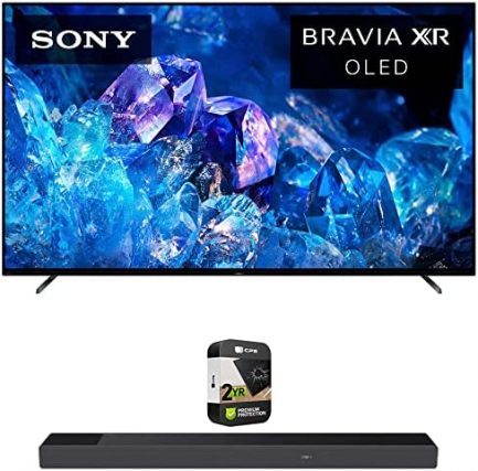 Sony XR65A80K Bravia XR A80K 65" 4K HDR OLED Smart TV (2022 Model) Bundle with Sony 7.1.2ch 500W Dolby Atmos Soundbar and Premium 2 YR CPS Enhanced Protection Pack 1