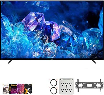 Sony XR77A80K Bravia XR A80K 77" 4K HDR OLED Smart TV (2022 Model) Bundle with Premiere Movies Streaming + 37-100 Inch TV Wall Mount + 6-Outlet Surge Adapter + 2X 6FT 4K HDMI 2.0 Cable 1