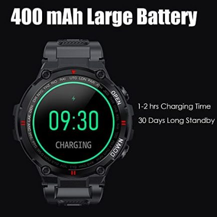 Military Smart Watch for Men Outdoor Waterproof Tactical Smartwatch Bluetooth Dail Calls Speaker 1.3'' HD Touch Screen Fitness Tracker Watch Compatible with iPhone Samsung 9