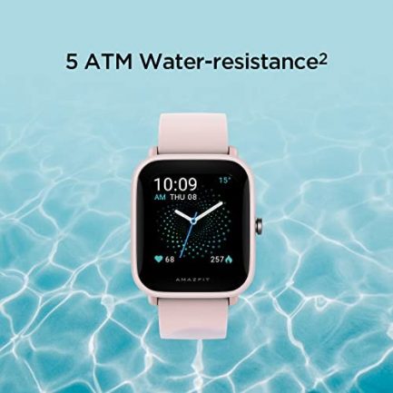Amazfit Bip U Smart Watch for Women, Health & Fitness Tracker with 60+ Sports Modes, 9-Day Battery Life, Blood Oxygen Heart Rate Sleep Monitor, 5 ATM Waterproof, for iPhone Android Phone (Pink) 4