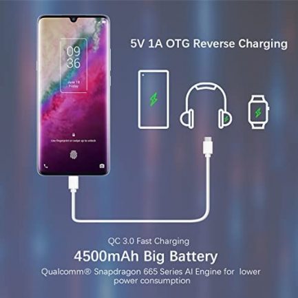 TCL 10 Plus Unlocked Smartphone, 6.47” Curved AMOLED FHD+ Display, Verizon Cellphone 6/64GB with 48MP Rear AI Quad-Camera, 4500mAh Fast Charging Battery, OTG Reverse Charging, Starlight Silver 5
