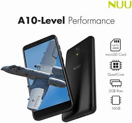 NUU A10L | Unlocked 4G LTE Smartphone | 5.5" Display | 16GB + 2GB RAM | 2500 mAh Battery | Android 12 Go Edition | Compatible with T-Mobile 4