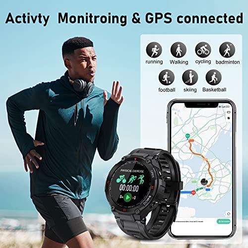 51O0tzDa6L._AC_.jpg Military Smart Watch for Men Outdoor Tactical Smartwatch, ip67 Waterproof Rugged Bluetooth Dail Calls Speaker 1.3" HD Touch Screen GPS Tracker Heart Rate Sleep Monitor, Compatible with iPhone Samsung 6
