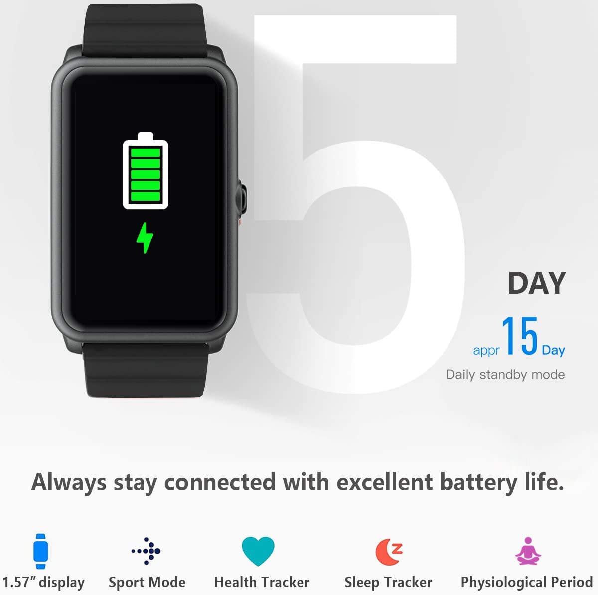 51-mDLA5b8L._AC_SL1500_.jpg FITVII Fitness Tracker, Heart Rate Blood Pressure Monitor Activity Tracker, 1.57'' Touch Screen Calorie Step Counter IP68 Waterproof Watch with Weather Sleep Monitor Music Control for Women Men Kids 5