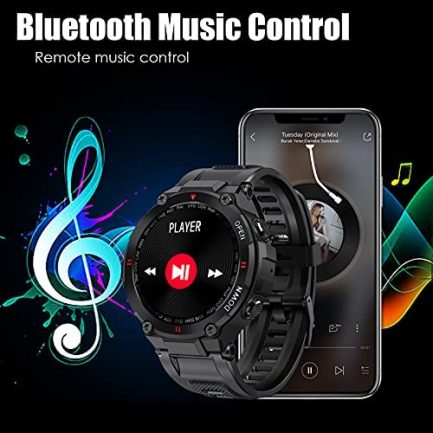 Military Smart Watch for Men Outdoor Waterproof Tactical Smartwatch Bluetooth Dail Calls Speaker 1.3'' HD Touch Screen Fitness Tracker Watch Compatible with iPhone Samsung 5