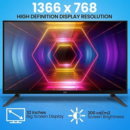32-inch 728p HD DLED Television - Hi-Res Flat Screen Monitor TV with HDMI, RCA, Multimedia Disk Combo, Headphones, Full Range Stereo Speaker, Mounts on Wall, Works w/Mac PC, Includes Remote Control 3
