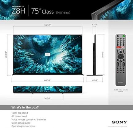 Sony XBR-75Z8H 8K Ultra High Definition HDR Z8H Series LED Smart TV with an Additional 4 Year Coverage by Epic Protect (2020) 3
