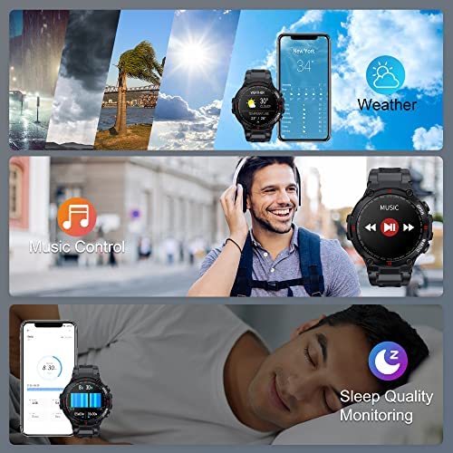 51bWQh303L._AC_.jpg Military Smart Watch for Men Outdoor Tactical Smartwatch, ip67 Waterproof Rugged Bluetooth Dail Calls Speaker 1.3" HD Touch Screen GPS Tracker Heart Rate Sleep Monitor, Compatible with iPhone Samsung 5