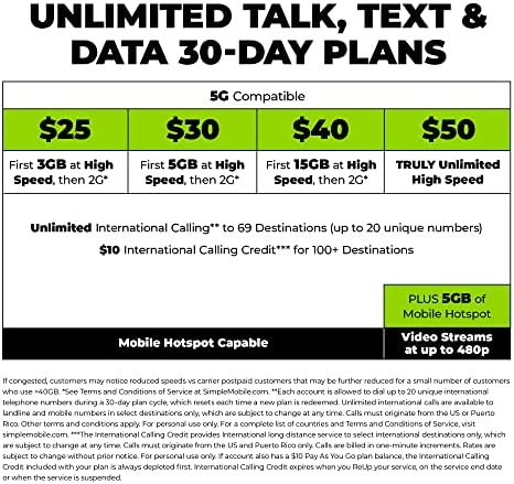 51cyEnboQSL._AC_.jpg Simple Mobile Samsung Galaxy A13 5G Prepaid Smartphone (Locked) - Black - 64GB - Sim Card Included - GSM 3