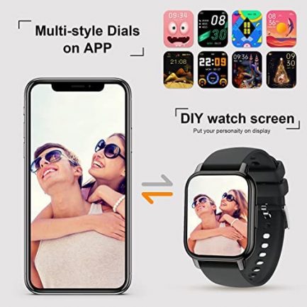 Smart Watch,Bluetooth Phone Call Watch(Make/Answer Call),Cuszwee1.85 Fitness Watch with Heart Rate Blood Pressure Monitor IPX8 Waterproof Smartwatch for Android iOS Phones Men Women Black 3