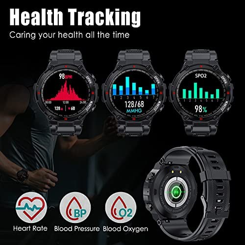 51qBh9WUAmS._AC_.jpg Military Smart Watch for Men Outdoor Waterproof Tactical Smartwatch Bluetooth Dail Calls Speaker 1.3'' HD Touch Screen Fitness Tracker Watch Compatible with iPhone Samsung 3