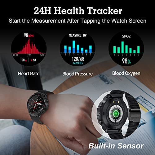 51siBnfDMLL._AC_.jpg Military Smart Watch for Men Outdoor Tactical Smartwatch, ip67 Waterproof Rugged Bluetooth Dail Calls Speaker 1.3" HD Touch Screen GPS Tracker Heart Rate Sleep Monitor, Compatible with iPhone Samsung 2