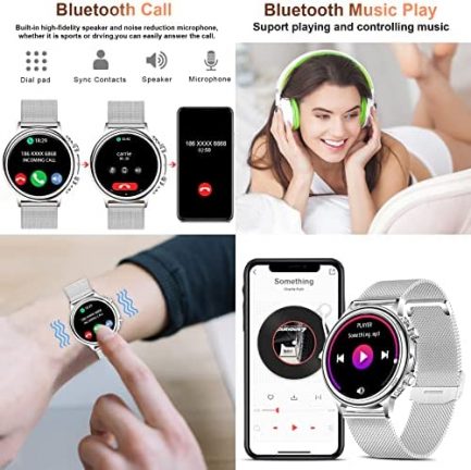 Smart Watches for Women, GADIXY Smartwatch for Android and iOS Phones,IP67 Waterproof Activity Tracker with Blood Pressure Heart Rate SleepTracker Voice Control,Fitness Watch for Women Men (Silver) 2