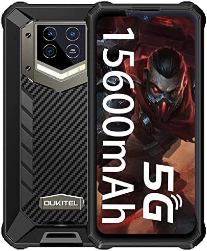 5g Unlocked Rugged Smartphone, OUKITEL WP15 15600mAh Large Capacity Battery Rugged Cell Phones Unlocked android11 128GB+8GB Waterproof dustproof Shockproof 48MP Triple Camera 6.5inch NFC Google-Pay 1