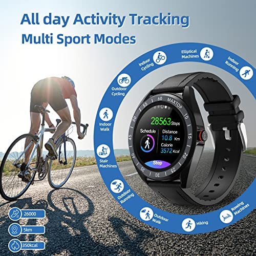 613uekNbmL._AC_.jpg Smart Watches for Men,MAXTOP Smart Watch for iPhone and Android Phones,1.4" Touch Screen Smartwatch for Men IP68 Waterproof Activity Tracker with Blood Pressure and Heart Rate Monitor,Black 2