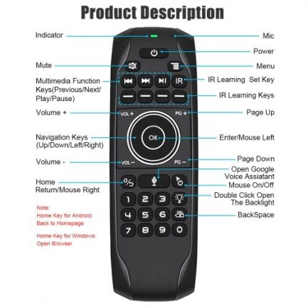 Backlit 2.4G Air Mouse Wireless Keyboard Voice Control