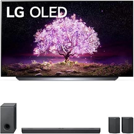LG OLED65C1PUB 65 Inch 4K Smart OLED TV with AI ThinQ Bundle with LG 9.1.5 ch High Res Audio Sound Bar with Dolby Atmos and Surround Speakers 1
