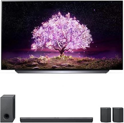 LG OLED83C1PUA 83 inch Class 4K Smart OLED TV with AI ThinQ Bundle with LG 9.1.5 ch High Res Audio Sound Bar with Dolby Atmos and Surround Speakers 1