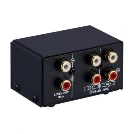 LINEPAUDIO Audio Switcher RCA 2 in 1 Out / 1 in 2 Out A/B Switch Stereo Audio Splitter Box with No Distortion RCA Jack for Switching Between Computer Speakers and Headphones