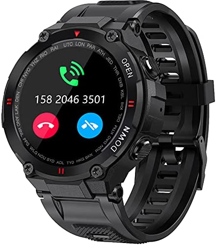 Military-Smart-Watch-for-Men-Outdoor-Waterproof-Tactical-Smartwatch-Bluetooth.jpg Military Smart Watch for Men Outdoor Waterproof Tactical Smartwatch Bluetooth Dail Calls Speaker 1.3'' HD Touch Screen Fitness Tracker Watch Compatible with iPhone Samsung 1