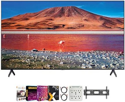 Samsung UN50TU7000 50" 4K Ultra HD Smart LED TV Bundle with Premiere Movies Streaming + 30-70 Inch TV Wall Mount + 6-Outlet Surge Adapter + 2X 6FT 4K HDMI 2.0 Cable 1