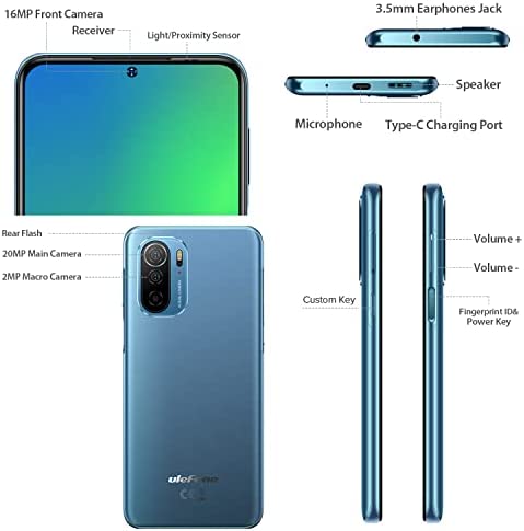 41HxxZukWyL._AC_.jpg Unlocked Smartphones, Ulefone Note 13P Unlocked Cell Phone, 4GB+64GB, NFC, 6.5” FHD+ Display, Android 11, 5180mAh, 20MP Main Rear Camera, Face Recognition, PPI & GPS (Blue) 7
