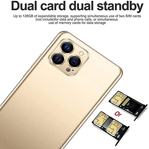 41RyzjzVwWS._AC_.jpg IP12 PRO Unlocked Android Smartphone ,6.26in Waterdrop Full Screen Dual SIM Cell Phone ,Ultra Thin Mobile Phone Supports Face Fingerprint Unlocking ,Quad Core CPU ,Triple Rear Camera Gold 4