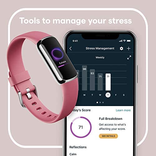 41XbdTgPwEL._AC_.jpg Fitbit Luxe Fitness and Wellness Tracker with Stress Management, Sleep Tracking and 24/7 Heart Rate, Orchid/Platinum Stainless Steel, One Size, S & L Bands Included 4