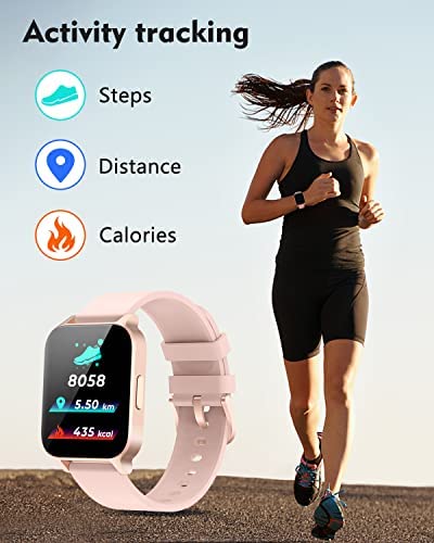 Cloudpoem Smart Watch for Women, 1.7" HD Screen Fitness Tracker Heart Rate & Blood Oxygen Monitor Sleep Tracker Steps Counter Watch Compatible with iPhone & Android Phones IP68 Waterproof Pink Gold 2